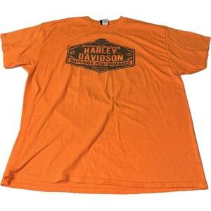 Harley-Davidson Superior Performance Men's 2XL Orange T-Shirt Niagara Falls NY